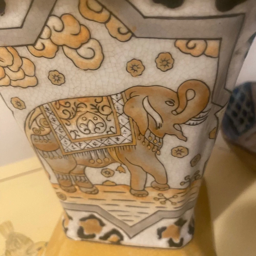 RARE FIND -  Vase Planter Crackle Finish Leopard Horse Elephant by Formalities